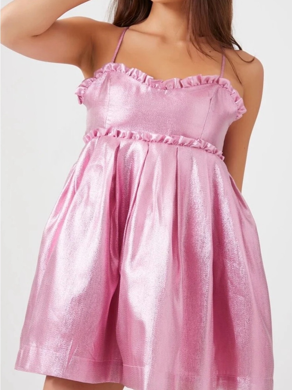 Forever 21 Pink Ruffle Strap Dress